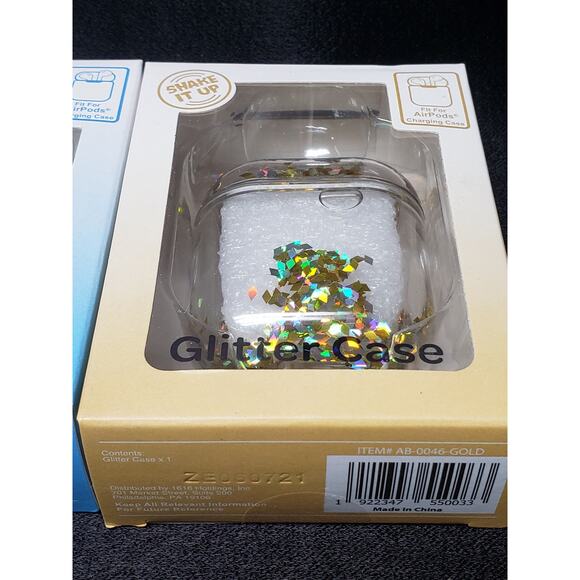 Shake It Up AirPods Charging Casey Shakey Glitter Case Holder Gold Pink Blue 3p - Picture 3 of 10